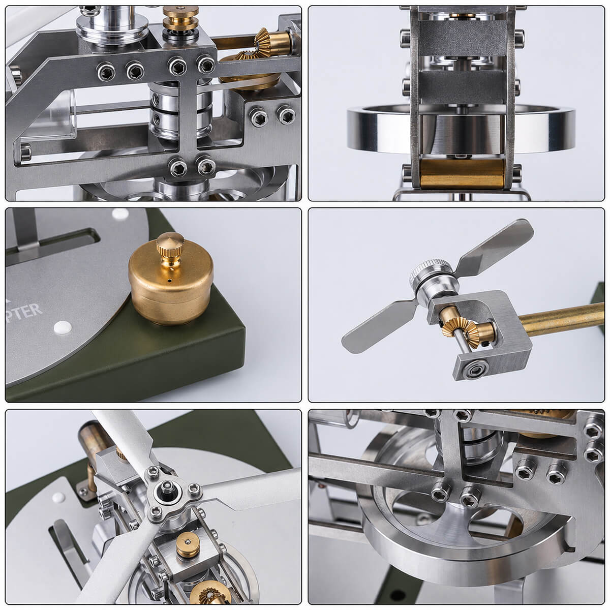 Mechanical Stirling Helicopter - Metal Construction Set