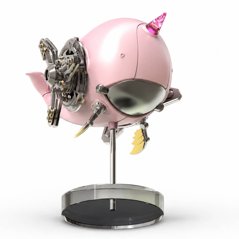Pink Mechanical Ocean Narwhal - Metal Construction Set