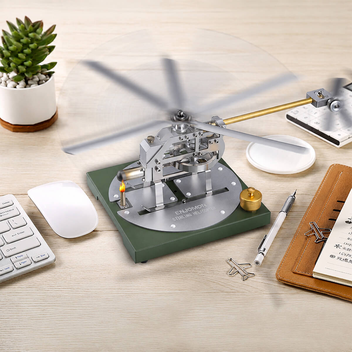 Mechanical Stirling Helicopter - Metal Construction Set