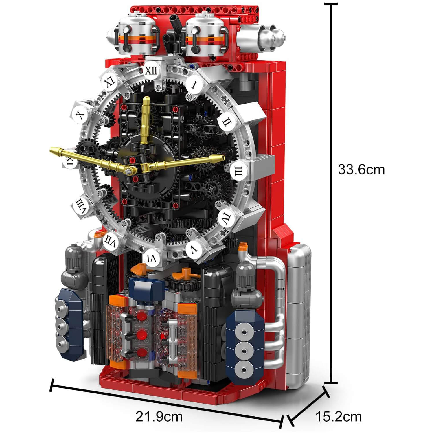 Motorised Cyberpunk Mechanical Clock 1600pcs
