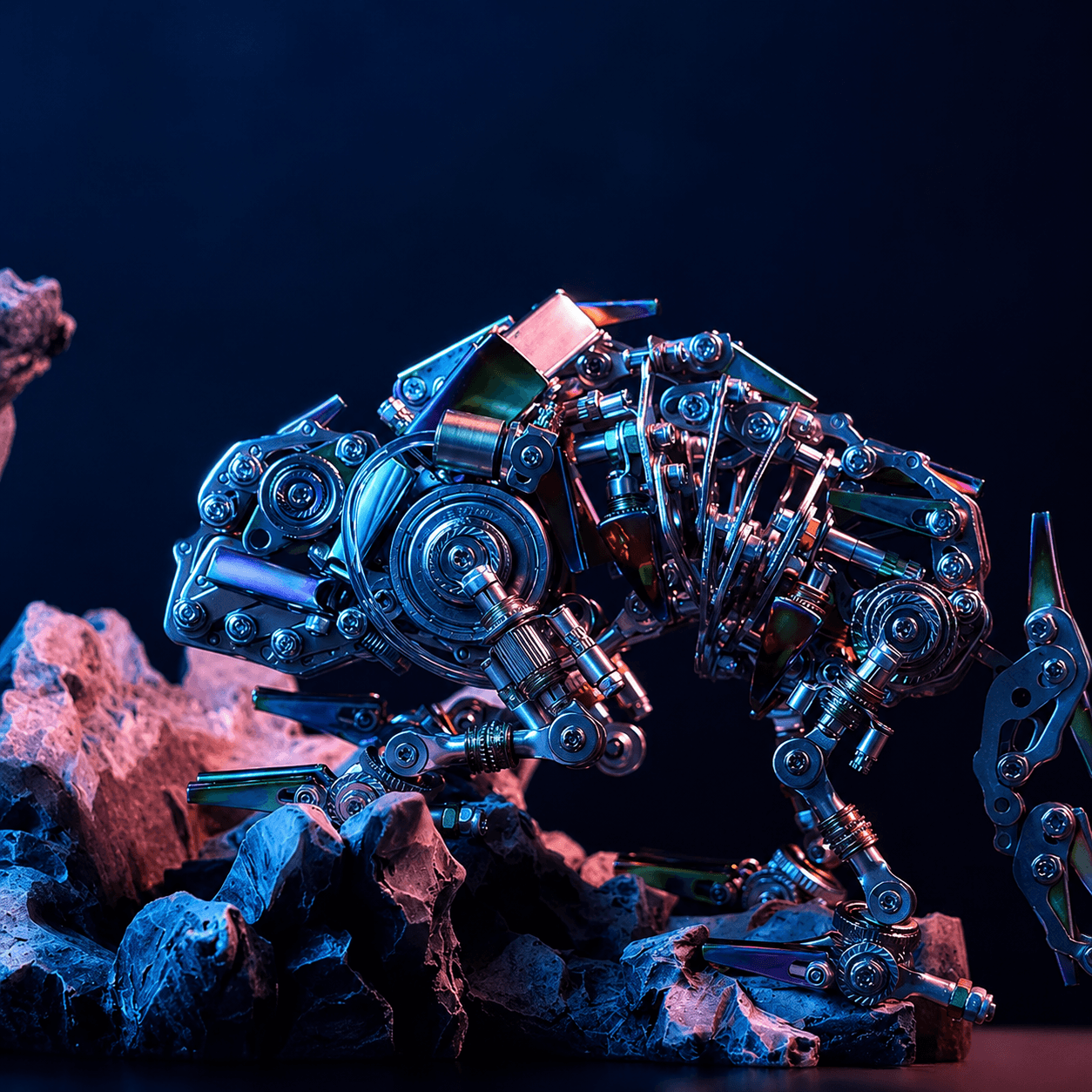 Neon Steel Chameleon - Metal Construction Set