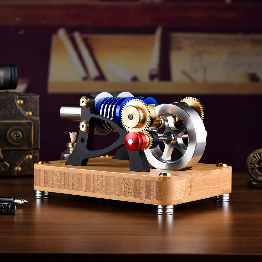 Horizontal Twin-Cylinder Stirling Engine - Metal Construction Set