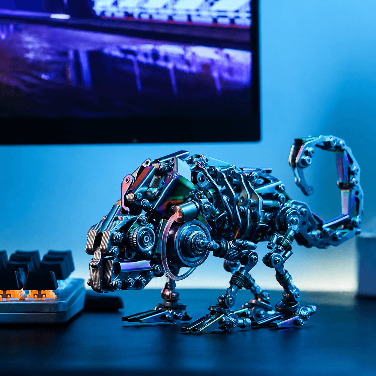 Neon Steel Chameleon - Metal Construction Set