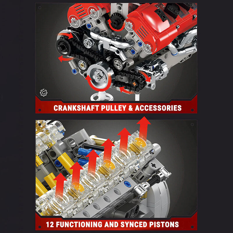 Legendary Prancing Horse V12 Engine 1239pcs