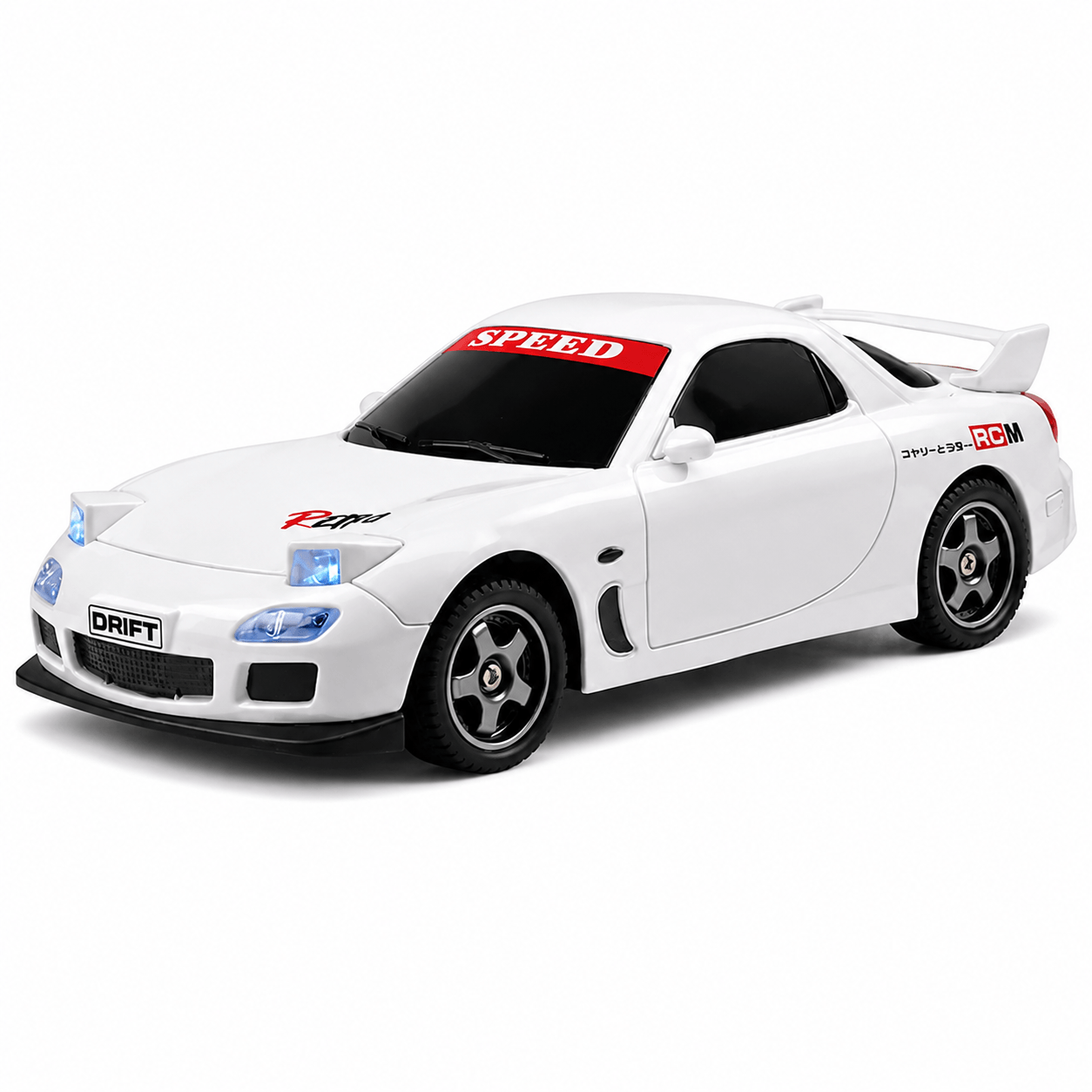 Drifting White Mazda RX 7