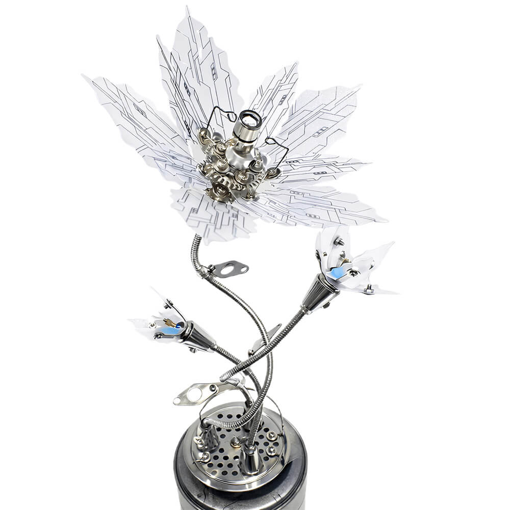 Silver Bloom Flower - Metal Construction Set