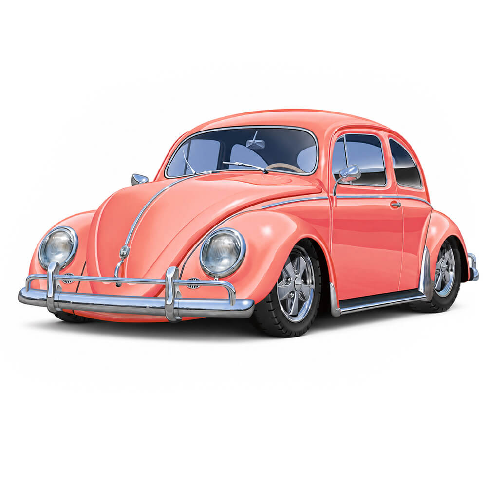 Tuned Coral Pink Volkswagen Beetle 1:32 Scale - Construction Set