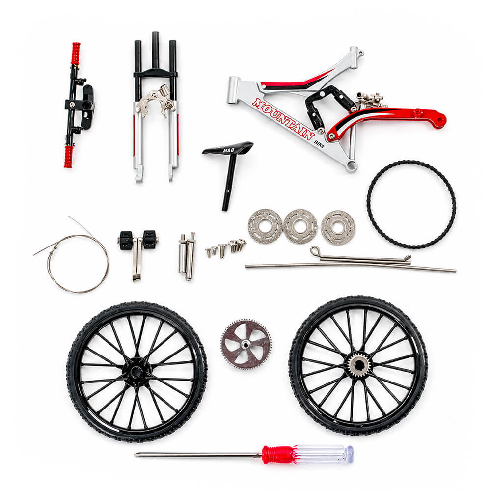 Silver & Red Mountain Bike - Metal Construction Set