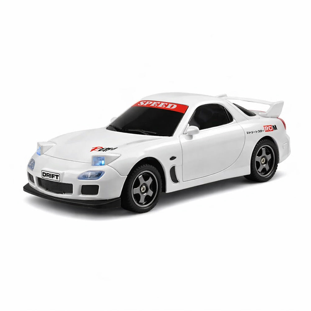 Drifting White Mazda RX 7