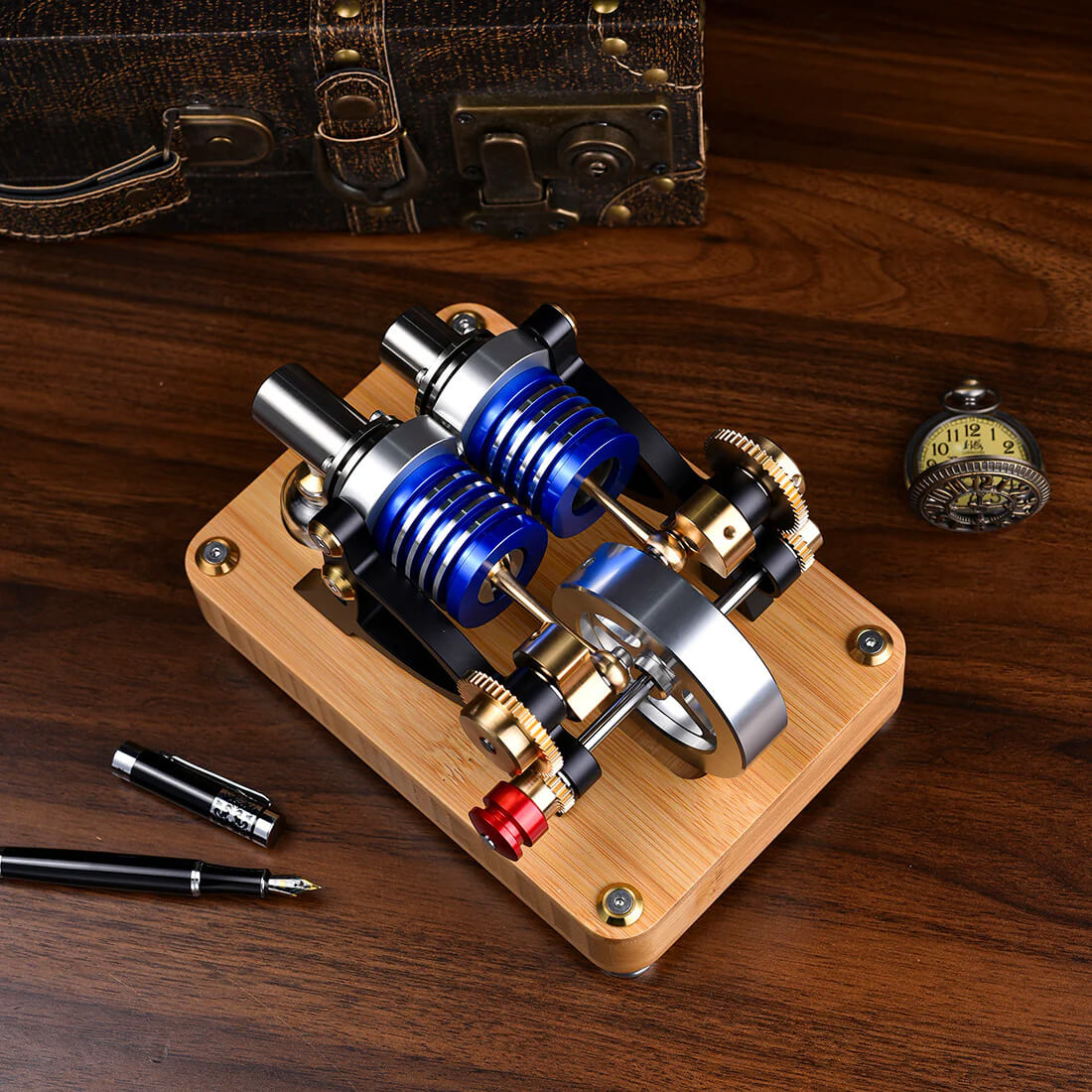 Horizontal Twin-Cylinder Stirling Engine - Metal Construction Set
