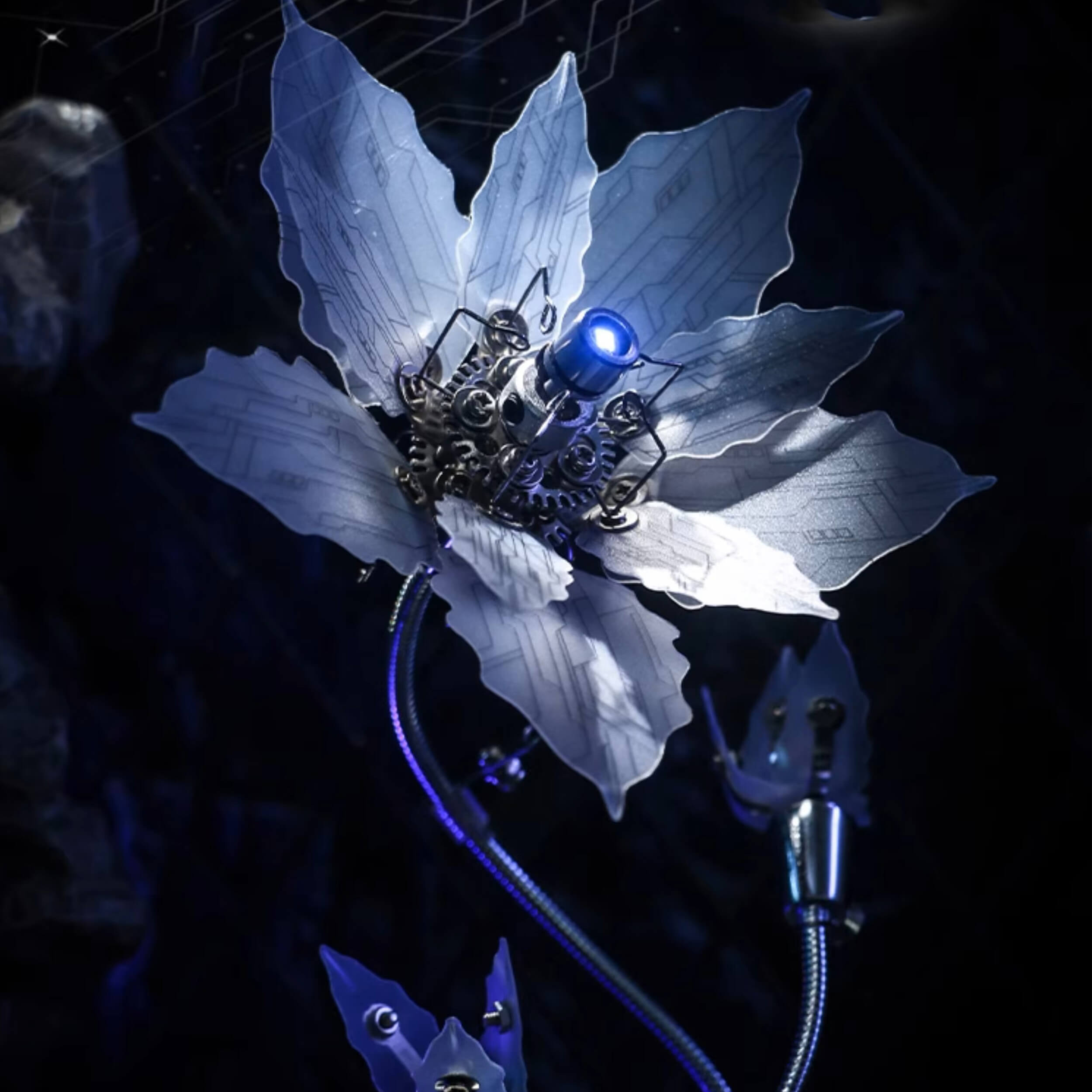 Silver Bloom Flower - Metal Construction Set