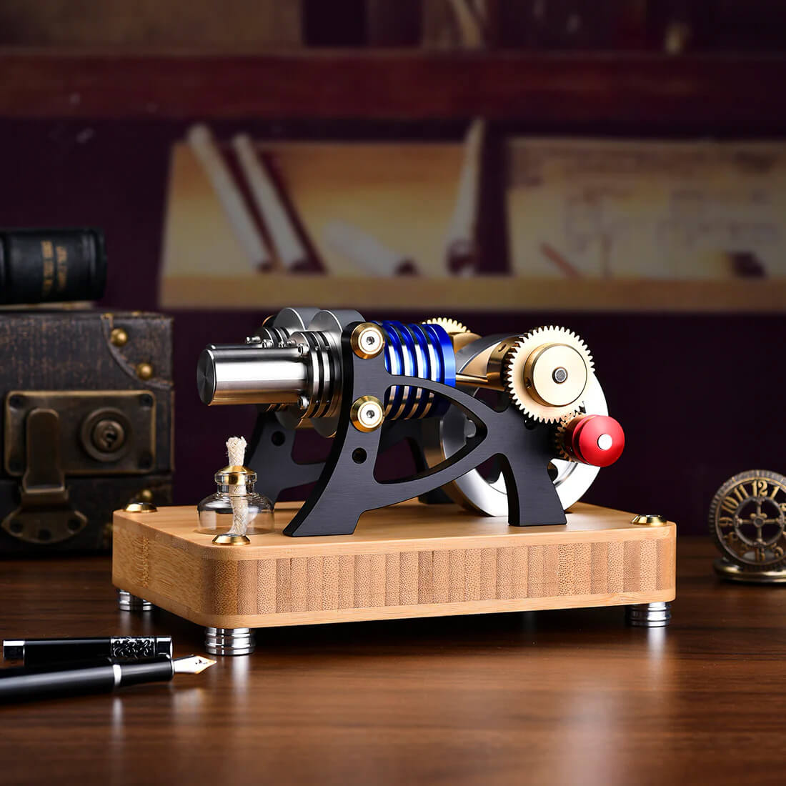 Horizontal Twin-Cylinder Stirling Engine - Metal Construction Set