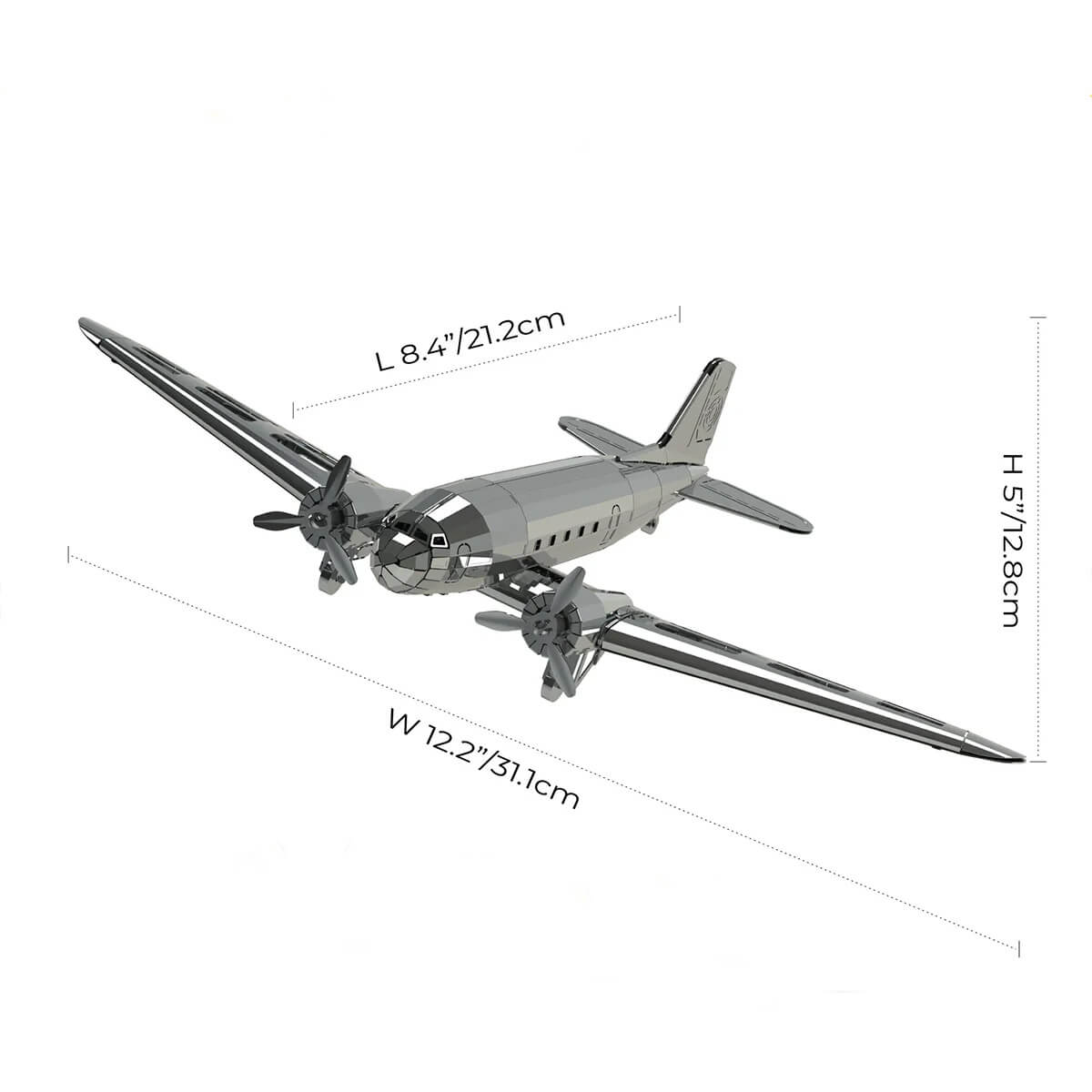 Minimalist Douglas Airplane Sculpture - Metal Construction Set