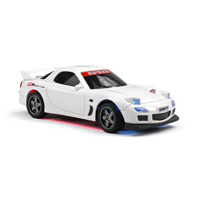 Drifting White Mazda RX 7