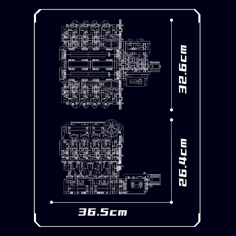 Motorised Italian V8 Engine 2717pcs