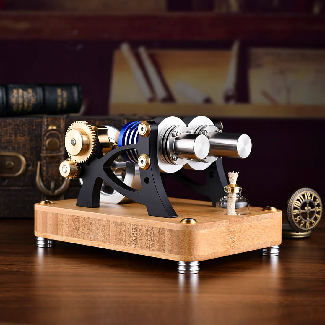 Horizontal Twin-Cylinder Stirling Engine - Metal Construction Set