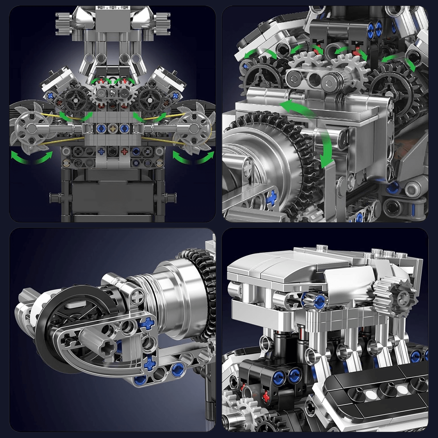 Motorised British Supercar V8 Engine 736pcs