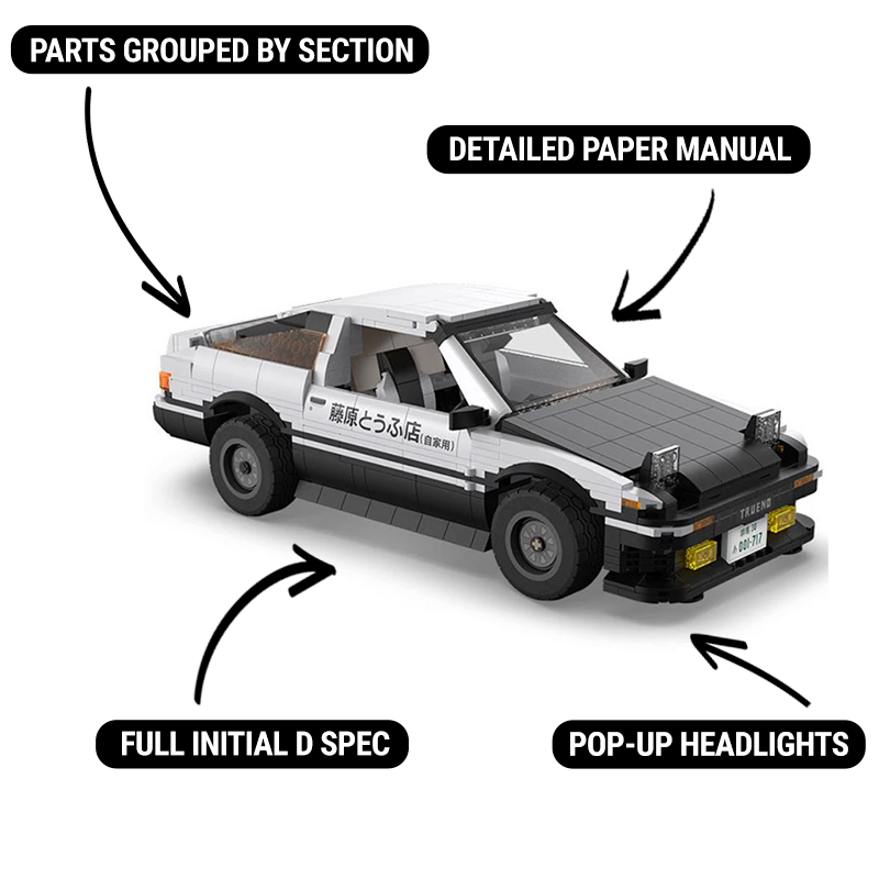 Toyota AE86 Initial D Toy Car Building Sets, Officially Licensed  Collectible 1:12 Model Car Toy Building Blocks, Cool Simulation Cockpit  Speed Racing
